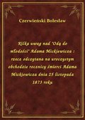 Kilka uwag nad "Odą do młodości" Adama Mickiewicza : rzecz odczytana na uroczystym obchodzie rocznicy śmierci Adama Mickiewicza dnia 25 listopada 1873 roku - ebook
